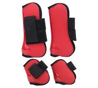 Guêtres de Tendon pour Cheval avec Coque épaisse en PU et Néoprène - Protections de Jambes Antidérapantes Sécurisées pour Sauter et Monter - Rouge (Un Ensemble de Quatre Grandes)