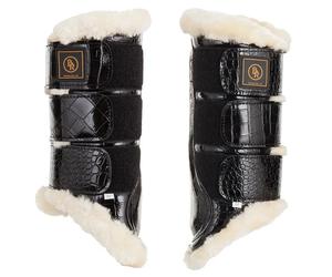 Guêtres fermées pour cheval en cuir verni BR Equitation Majestic Noir M
