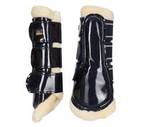 Imperial Riding IRH Lovely Guêtres résistantes avec Bord en Fourrure, Plaque en métal et Sangles élastiques, Respirantes et Confortables pour l'entraînement et l'équitation, Bleu Marine, Taille XL