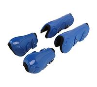 Guêtres pour chevaux Outdoorm en PU élastique, respirantes et épaisses, protégeant les tendons des membres antérieurs et postérieurs. (Ensemble bleu de quatre XL)