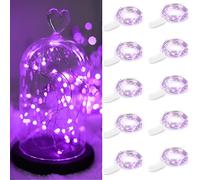Guezuvoru Lot de 10 guirlandes lumineuses LED à piles 1m 10 LED fil d'argent violet étanche bouteille étoile guirlandes lumineuses pour Noël fête de mariage chambre décoration extérieure intérieure