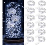 Guezuvoru Lot de 12 Guirlandes Lumineuses à Piles, 2 m 20 LED, Étanches, Étoilées pour Chambre à Coucher, Fête de Mariage, Décoration de Noël - Blanc Froid
