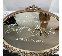 Gufacai Autocollant miroir personnalisé « Welcome to Our Wedding » à faire soi-même, décalques miroir pour entrée de mariage, autocollants miroir de bienvenue en vinyle (blanc, 42 x 69 cm)