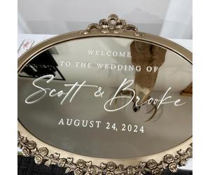 Gufacai Autocollant miroir personnalisé « Welcome to Our Wedding » à faire soi-même, décalques miroir pour entrée de mariage, autocollants miroir de bienvenue en vinyle (blanc, 57 x 94 cm)