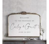Gufacai Bienvenue sur mesure à notre autocollant de signe de miroir de mariage bricolage, autocollant miroir pour panneau d'entrée de mariage, autocollants miroir selfie pour mariage, autocollants