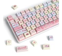 Guffercty kred Dye-sub Lot de 133 touches profil XDA, touches de clavier PBT personnalisées, 60 % avec touches ISO pour clavier mécanique TKL 60 %, 65 %, 75 %, 96 % (rose fraise)