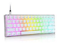 Guffercty kred NKRO Clavier de jeu mécanique 60 % RVB - Commutateur 60 % rouge - Clavier de jeu SK61 remplaçable à chaud avec touches Pudding pour joueur sur PC (Gateron optique rouge, pudding)