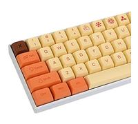 Guffercty kred XDA Profile Lot de 142 touches rétro PBT pour clavier de jeu Cherry MX 60 % 65 % (flash jaune)