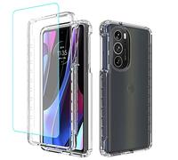 Gufuwo Coque pour Moto Edge 30 Pro/Moto Edge X30 XT2201 avec protection d'écran en verre trempé, coque rigide transparente à 360° + coque en TPU souple pour Motorola Moto Edge Plus 2022 (transparent)