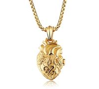 guGDTUcfg Collier en titane, Collier médaillon ouvrable anatomique du sacré, cœur, pendentif d'art