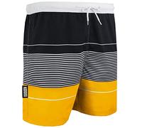 GUGGEN Mountain Short de bain pour homme 596 à séchage rapide avec cordon de serrage Short de plage Short de bain pour homme avec motif rayé bleu jaune, jaune/noir, XXL