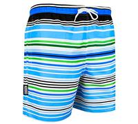 GUGGEN Mountain Short de bain pour homme - Séchage rapide - 2347 - Avec cordon de serrage - Pour la plage - Bleu - Blanc - Vert - Noir - Imprimé rayé, Bleu/rayures, XXX-Large