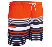 GUGGEN Mountain Short de bain pour homme - Séchage rapide - 2347 - Avec cordon de serrage - Pour la plage - Bleu - Blanc - Vert - Noir - Imprimé rayé, Orange/noir, M