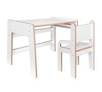 GUGI - Bureau pour Enfants en Bois avec Chaise et tiroir 79x48x56 cm - Bureau Blanc pour Enfants pour Jouer et Apprendre, Table de Chambre Enfant avec Bords arrondis