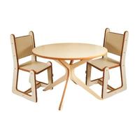 GUGI - Table Ronde pour Enfants en Bois avec 2 chaises 70x70x47 cm - Table de Jeu Blanche pour Chambre d'enfant avec Bords arrondis - Table pour Enfants pour Jouer et Apprendre