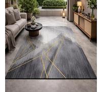 GUGJHFVH Grande Taille Moquette pour Salon Tapis de Chambre Adulte Poils Ras Modern Geometric Gray, 160x230cm