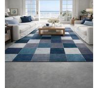GUGJHFVH Home Tapis Salon Chambre Adulte Poils Ras Tapis Lavable Antidérapant et Résistant Bleu Géométrique Moderne, 200x300cm