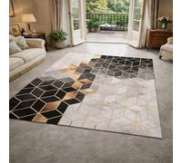 GUGJHFVH Home Tapis Salon Chambre Adulte Poils Ras Tapis Lavable Antidérapant et Résistant Geometric Gold, 200x300cm