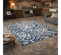 GUGJHFVH Home Tapis Salon Chambre Adulte Poils Ras Tapis Lavable Antidérapant et Résistant Géométrique Bleu Marine, 200x300cm