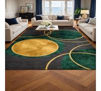 GUGJHFVH Home Tapis Salon Chambre Adulte Poils Ras Tapis Lavable Antidérapant et Résistant Vert Géométrique Moderne, 200x300cm