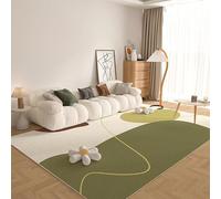 GUGJHFVH Tapis antidérapant et lavable pour chambre à coucher - Tapis de sol à poils courts qui ne perd pas ses poils - Motif lignes géométriques modernes - Vert - 140 x 200 cm