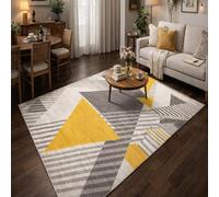 GUGJHFVH Tapis Antidérapant Salon, Chambre à Coucher, Cuisine Couloir, Bureau, Décoration d'Intérieur, Doux Lavable Modern Geometric Yellow, 160x190cm