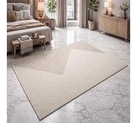 GUGJHFVH Tapis Antidérapant Salon, Chambre à Coucher, Cuisine Couloir, Bureau, Décoration d'Intérieur, Doux Lavable Beige Géométrique Moderne, 160x190cm