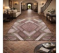GUGJHFVH Tapis Chambre Soft Lavable Antidérapant Salon Tapis Poils Courts Intérieur Geometric Vintage Pink, 120x180cm