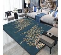 GUGJHFVH Tapis de salle de bain antidérapant pour cuisine, toilettes, couloir, entrée, résistant, lavable en machine, vintage, oriental, bambou, jaune, bleu, 60 x 90 cm