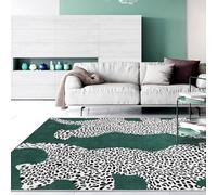 GUGJHFVH Tapis De Salon à Poils Courts, pour Le Bureau, Chambre, Grand Tapis Interieur Lavable Doux, antidérapant，imprimé léopard Moderne Vert，200 x 300 cm