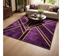 GUGJHFVH Tapis de Salon Chambre à Doux Tapis Antidérapant Intérieur Poils Courts Tapis Geometric Purple, 120x170cm