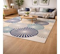 GUGJHFVH Tapis de Salon Chambre à Doux Tapis Antidérapant Intérieur Poils Courts Tapis Modern Geometric Blue, 120x170cm