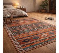 GUGJHFVH Tapis de Salon Décoration, Chambre à Coucher Doux Antidérapant Tapis Géométrique Traditionnel Vintage Orange, 200x290cm