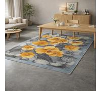 GUGJHFVH Tapis de Salon Décoration, Chambre à Coucher Doux Antidérapant Tapis Jaune Floral, 200x290cm