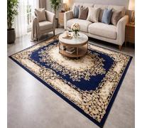 GUGJHFVH Tapis de Salon Poil Ras Chambre Bureau Entrée Intérieur Grand Tapis Facile d'entretien Bleu Floral Traditionnel, 180x270cm