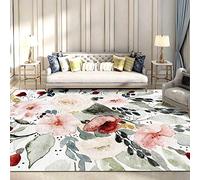GUGJHFVH Tapis de Salon Poil Ras Chambre Bureau Entrée Intérieur Grand Tapis Facile d'entretien Vert Floral Aquarelle Rose Oriental Vintage, 180 x 270 cm