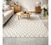 GUGJHFVH Tapis Grande Taille de Chambre Adulte à Poils Ras Salon Tapis, Décoration d'Intérieur Antidérapant Geometric Modern Beige, 180x230cm