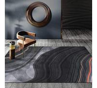 GUGJHFVH Tapis lavable antidérapant et doux à poils courts pour chambre à coucher - Décoration d'intérieur moderne - Abstrait - Mosaïque - Gris et noir - 150 x 180 cm