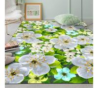 GUGJHFVH Tapis lavable en machine pour salon, chambre à coucher, cuisine et couloir, bureau, tapis antidérapant qui ne tombe pas facilement, style vintage, jasmin, vert sauge, 100 x 160 cm