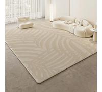 GUGJHFVH Tapis lavable pour salon, chambre à coucher, salle à manger, couloir, tapis doux, à poils courts et modernes, lignes géométriques, beige, 120 x 170 cm