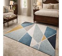 GUGJHFVH Tapis Lavable Salon,Salle de Jeux, Home Antidérapant Tapis de Cuisine Géométrie Moderne Abstraite Bleue, 150x180cm