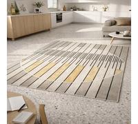 GUGJHFVH Tapis Lavable Salon,Salle de Jeux, Home Antidérapant Tapis de Cuisine Géométrique Moderne Blanc, 150x180cm