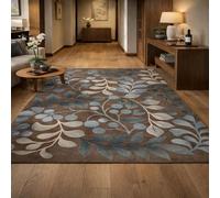 GUGJHFVH Tapis Lavable Salon,Salle de Jeux, Home Antidérapant Tapis de Cuisine Marron Floral Moderne, 150x180cm