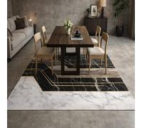 GUGJHFVH Tapis Lavable Salon,Salle de Jeux, Home Antidérapant Tapis de Cuisine Modern Geometric Black, 150x180cm