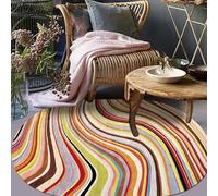 GUGJHFVH Tapis Ovale de Lavable Salon, Tapis Salle de Jeux, Home Antidérapant Tapis de Cuisine Tapis Moderne Rayures Abstraites Colorées, 100 x 200 cm