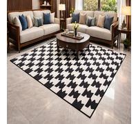 GUGJHFVH Tapis Rectangle Salon, Poils Ras Chambre Facile d'entretien Lavable Geometric Black, 120x160cm