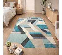 GUGJHFVH Tapis Rectangle Salon, Poils Ras Chambre Facile d'entretien Lavable Modern Geometric Abstract Blue, 120x160cm