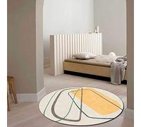 GUGJHFVH Tapis Rond Grande Taille Moquette pour Salon Tapis de Chambre Adulte Poils Ras (Tapis Moderne Abstrait Color Block Jaune/Gris, ø 160 cm)