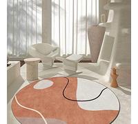 GUGJHFVH Tapis Rond Home Salon Chambre Adulte Poils Ras Tapis Lavable Antidérapant (Tapis Moderne Abstrait Color Block Orange/Gris, ø 200 cm)