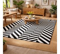 GUGJHFVH Tapis Salon, Chambre à Coucher Courte Pile, Lavable en Machine Modern Geometric Black, 100x160cm